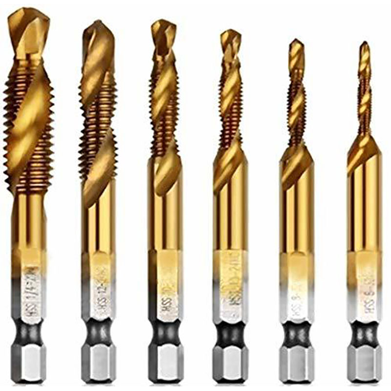 HSS Machine Taps Titanium Plated Three in One Cutting Tools Drilling and Chamfering M4*0.7