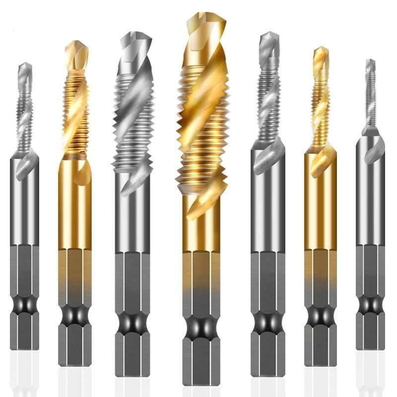 HSS Machine Taps Titanium Plated Three in One Cutting Tools Drilling and Chamfering M4*0.7