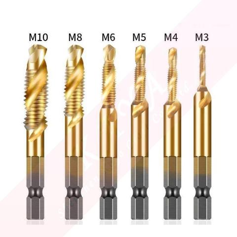 HSS Machine Spiral Flute Tap Titanium Plated Three in One Multi Function Tap Drilling and Chamfering